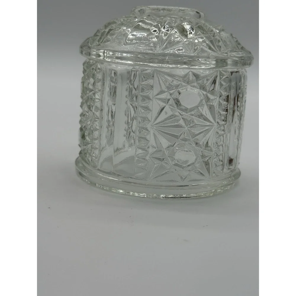 VTG Indiana Glass Stars And Bars Fairy Lamp Shade Only Clear